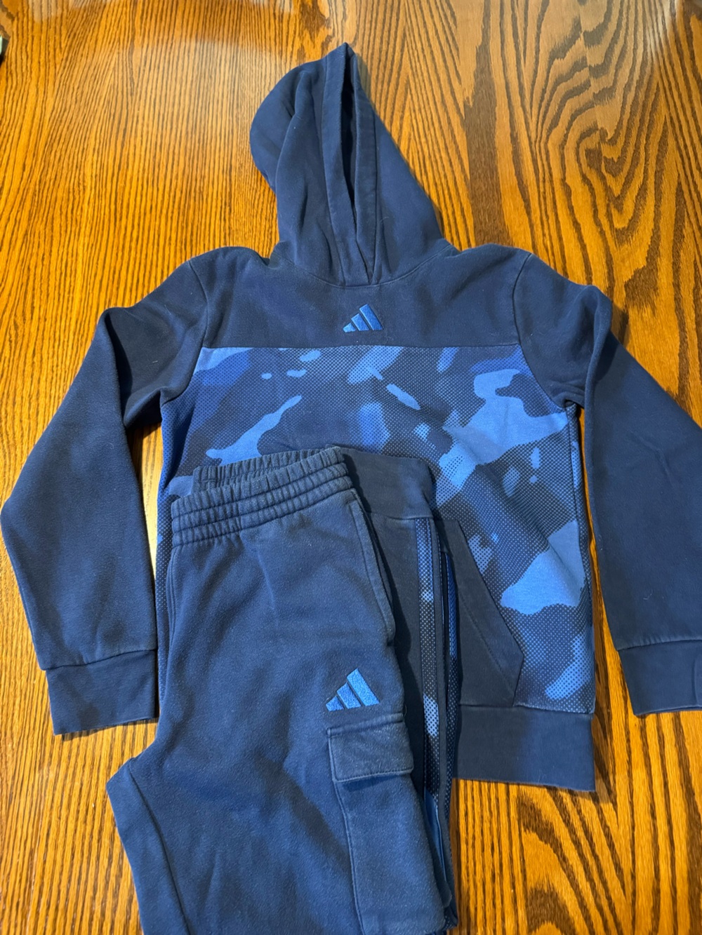 adidas Boys Navy & Blue Camo Hoodie and Joggers Set